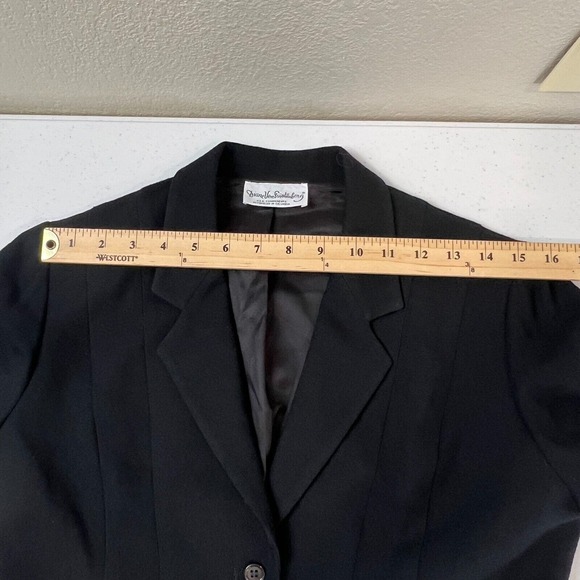Diane Von Furstenberg Blazer Jacket Black Button Front Notch Lapel Crepe Career - Picture 14 of 15